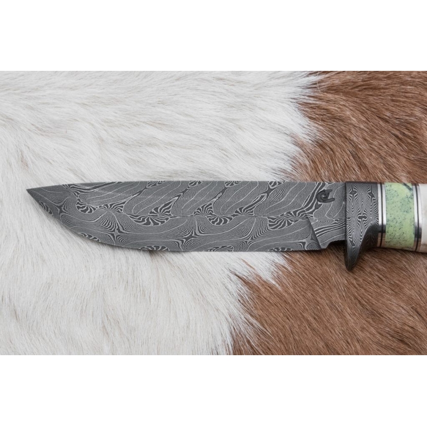 Ekskluzywny nóż damasceński 13 cm serpentynit/poroże renifera