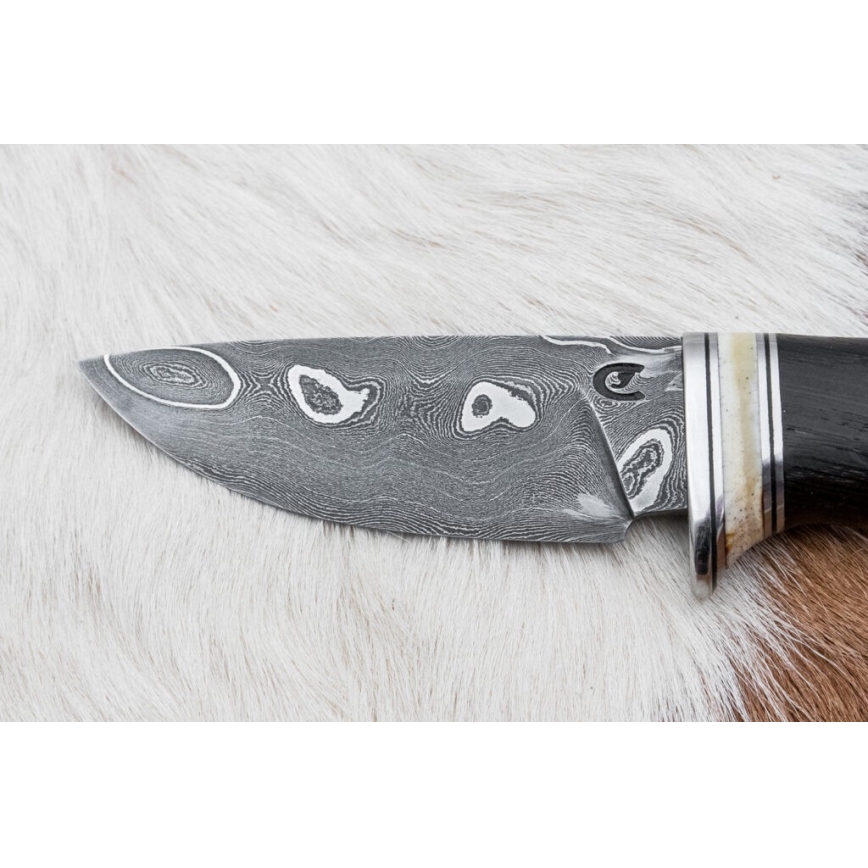 Ekskluzywny nóż damasceński 8,6 cm dąb/kość wielbłądzia