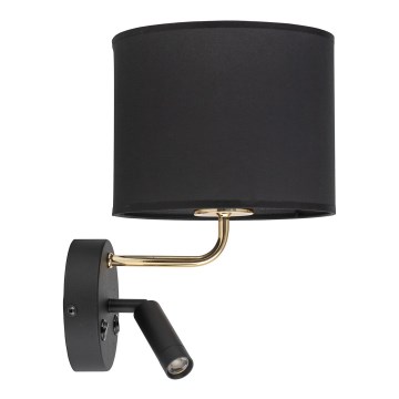 Elastyczna lampa LED RICHI 1xE27/15W/230V + LED/3W/230V czarna