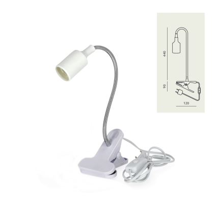 Elastyczna Lampa stołowa z klipsem CLIP 1xE27/30W/230V biały