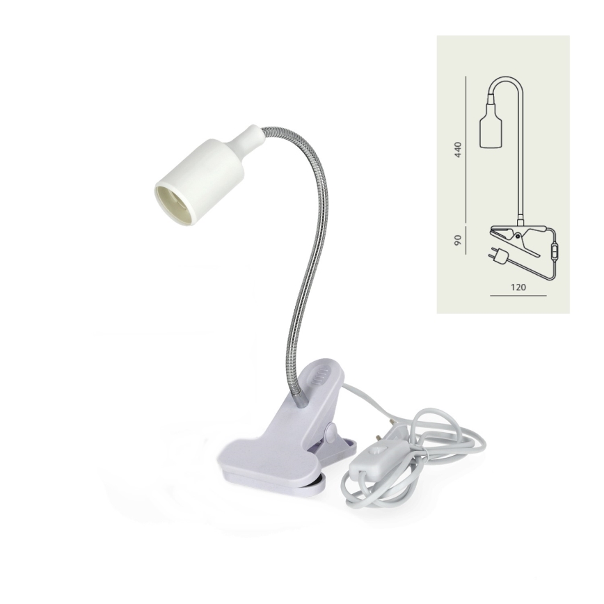 Elastyczna Lampa stołowa z klipsem CLIP 1xE27/30W/230V biały