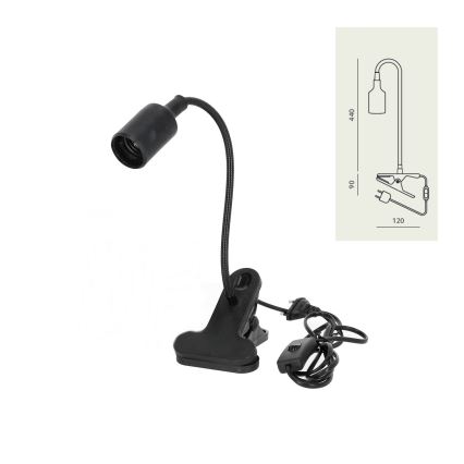 Elastyczna Lampa stołowa z klipsem CLIP 1xE27/30W/230V czarny