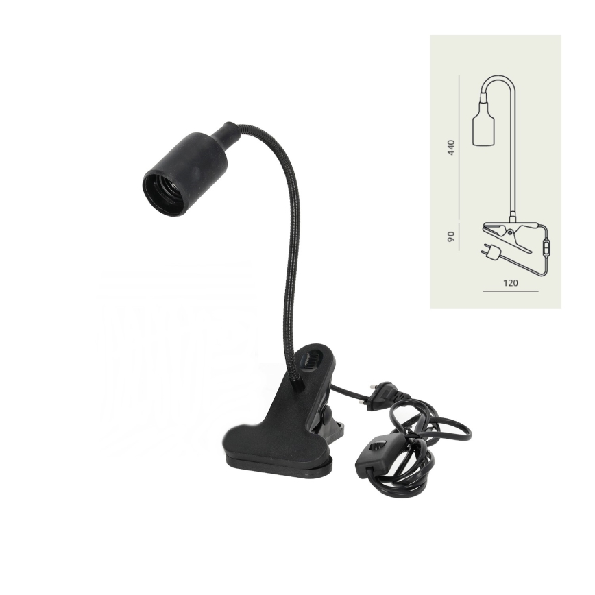 Elastyczna Lampa stołowa z klipsem CLIP 1xE27/30W/230V czarny