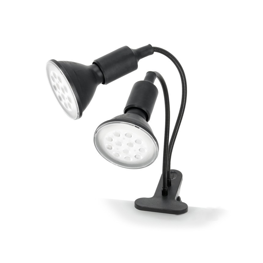 Elastyczna Lampa stołowa z klipsem do uprawy roślin PLANTY 2xE27/30W/230V czarna