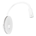 Elastyczna lampka ścienna LED z USB BASE 1xLED/8W+1xLED/2W/230V biała/srebrna