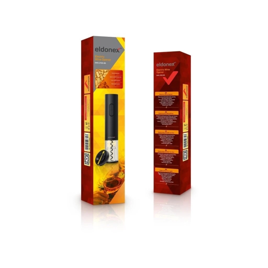 ELDONEX EWO-2100-BK - Elektryczny otwieracz do wina 4xAA czarny