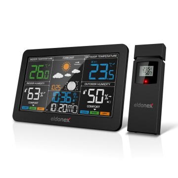 ELDONEX EWS-1010-BK - Stacja meteorologiczna z wyświetlaczem LCD 2xAAA czarny