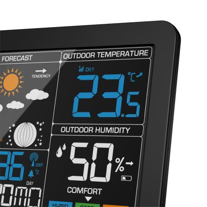 ELDONEX EWS-1010-BK - Stacja meteorologiczna z wyświetlaczem LCD 2xAAA czarny