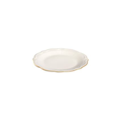 Elegancki 24‑częściowy zestaw obiadowy, biały ze złotym wykończeniem, porcelana