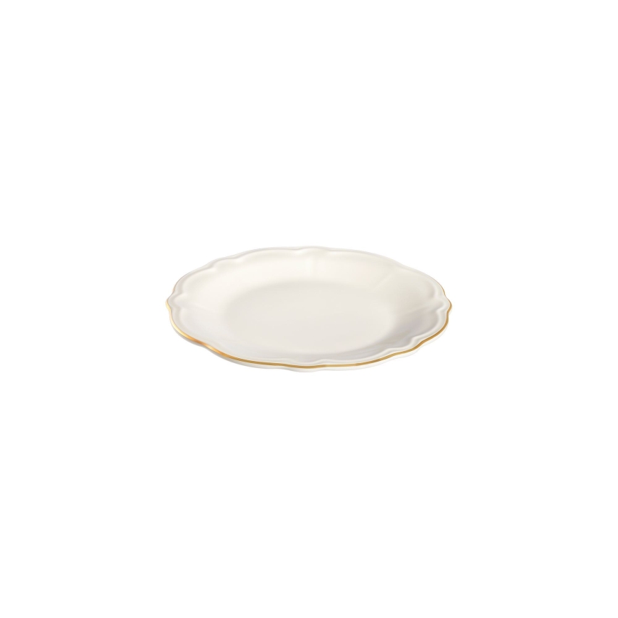 Elegancki 24‑częściowy zestaw obiadowy, biały ze złotym wykończeniem, porcelana