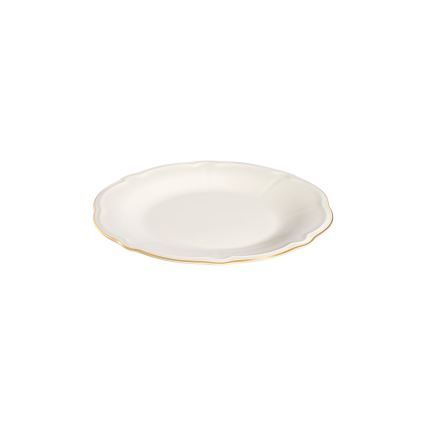 Elegancki 24‑częściowy zestaw obiadowy, biały ze złotym wykończeniem, porcelana