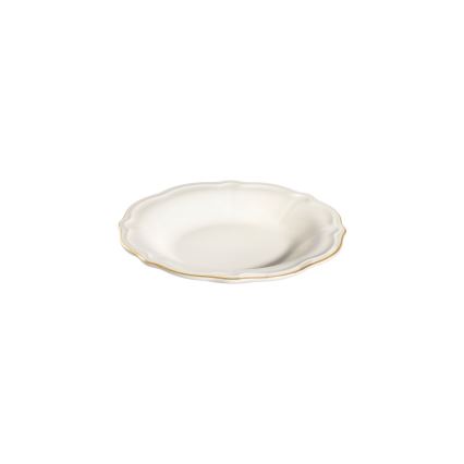 Elegancki 24‑częściowy zestaw obiadowy, biały ze złotym wykończeniem, porcelana