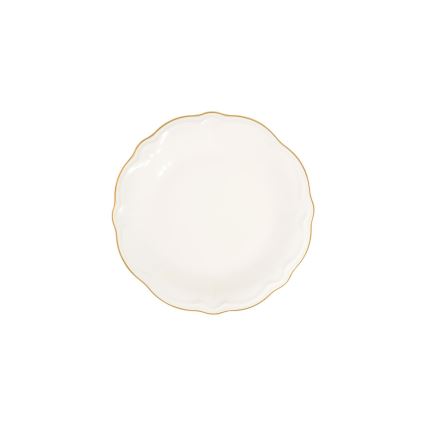Elegancki 24‑częściowy zestaw obiadowy, biały ze złotym wykończeniem, porcelana