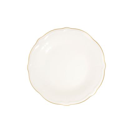 Elegancki 24‑częściowy zestaw obiadowy, biały ze złotym wykończeniem, porcelana