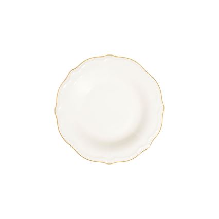 Elegancki 24‑częściowy zestaw obiadowy, biały ze złotym wykończeniem, porcelana