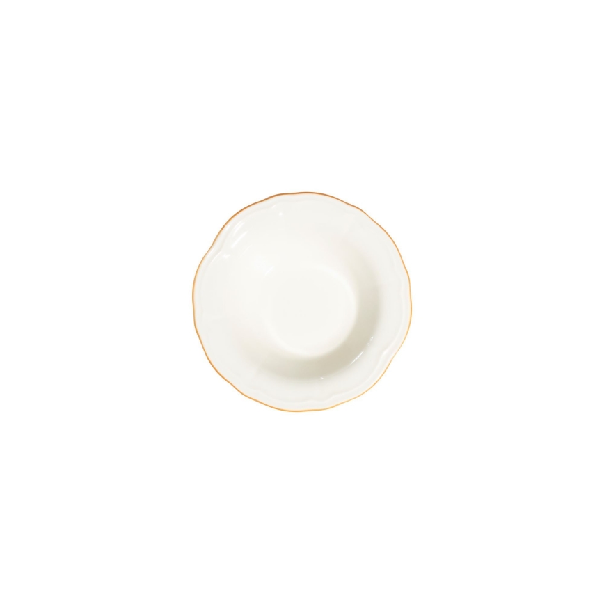 Elegancki 24‑częściowy zestaw obiadowy, biały ze złotym wykończeniem, porcelana