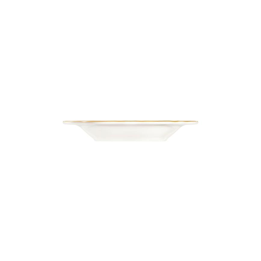 Elegancki 24‑częściowy zestaw obiadowy, biały ze złotym wykończeniem, porcelana
