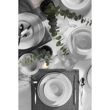 Elegancki zestaw obiadowy 18 części, biały, wykonany z porcelany