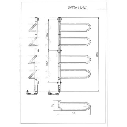 Elektryczna obrotowa suszarka do ręczników ELECTRA 120W/230V 102,5x47,5 cm stal nierdzewna/chrom lewa