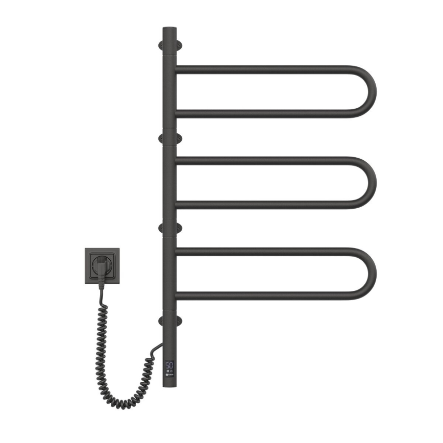Elektryczna obrotowa suszarka do ręczników z termostatem FOUETTE 120W 80x49 cm czarna
