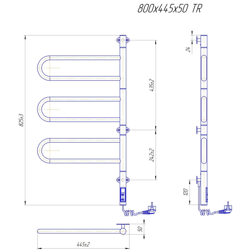 Elektryczna obrotowa suszarka na ręczniki TRISTAR 80 W/230 V 82,5 x 44,5 cm IP44 stal nierdzewna/chrom błyszczący