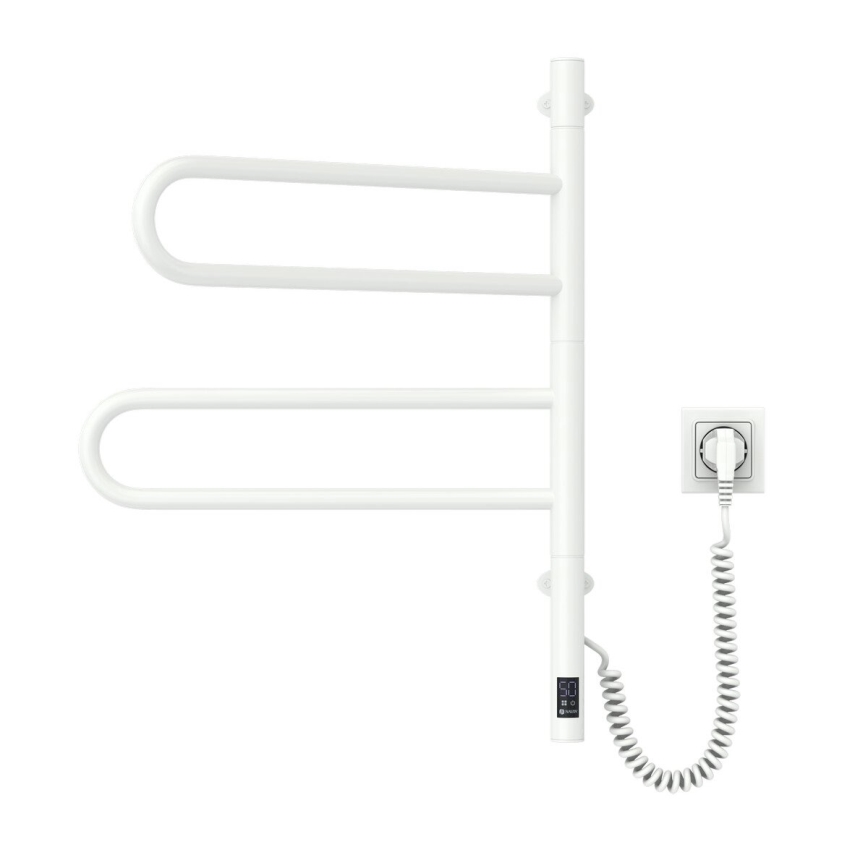 Elektryczna obrotowa suszarka na ręczniki z termostatem FOUETTE 60W 65x49 cm biała