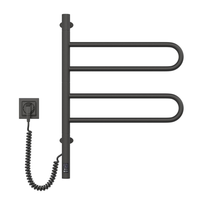 Elektryczna obrotowa suszarka na ręczniki z termostatem FOUETTE 60W 65x49 cm czarna