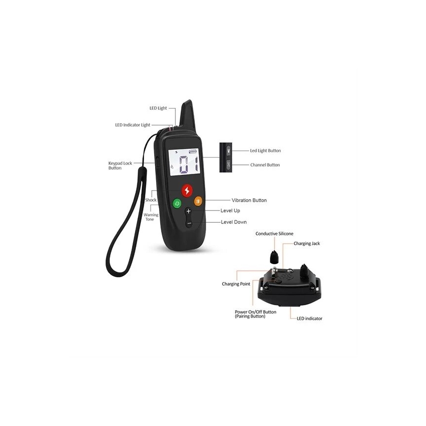 Elektryczna obroża do tresury psów 52cm 500m 3,7V 300 mAh IP67