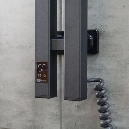Elektryczna suszarka do ręczników z termostatem SILOUETTE 106W 150x9 cm  czarna prawostronna