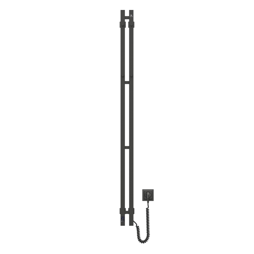 Elektryczna suszarka do ręczników z termostatem SILOUETTE 106W 150x9 cm  czarna prawostronna