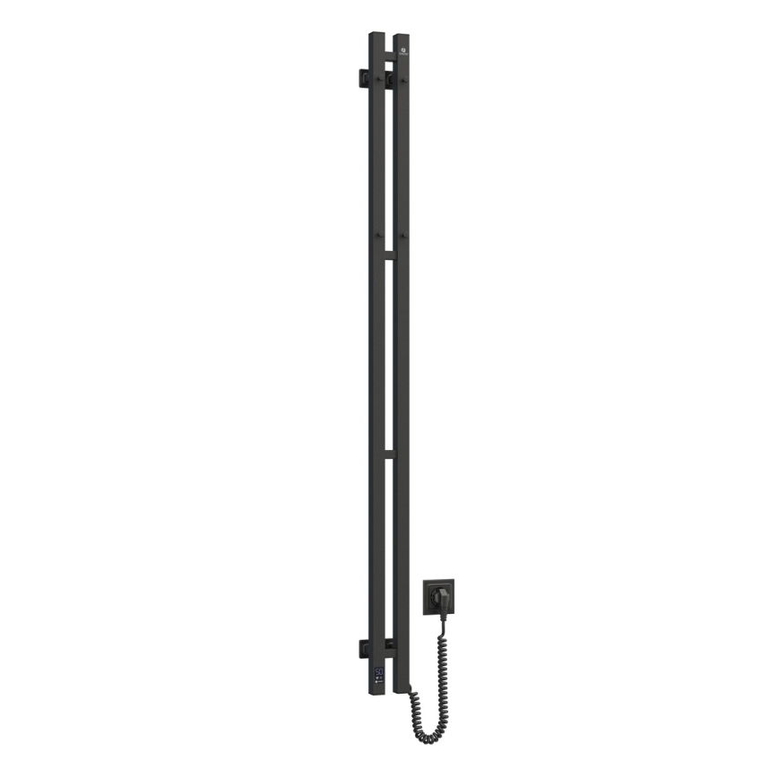 Elektryczna suszarka do ręczników z termostatem SILOUETTE 106W 150x9 cm  czarna prawostronna