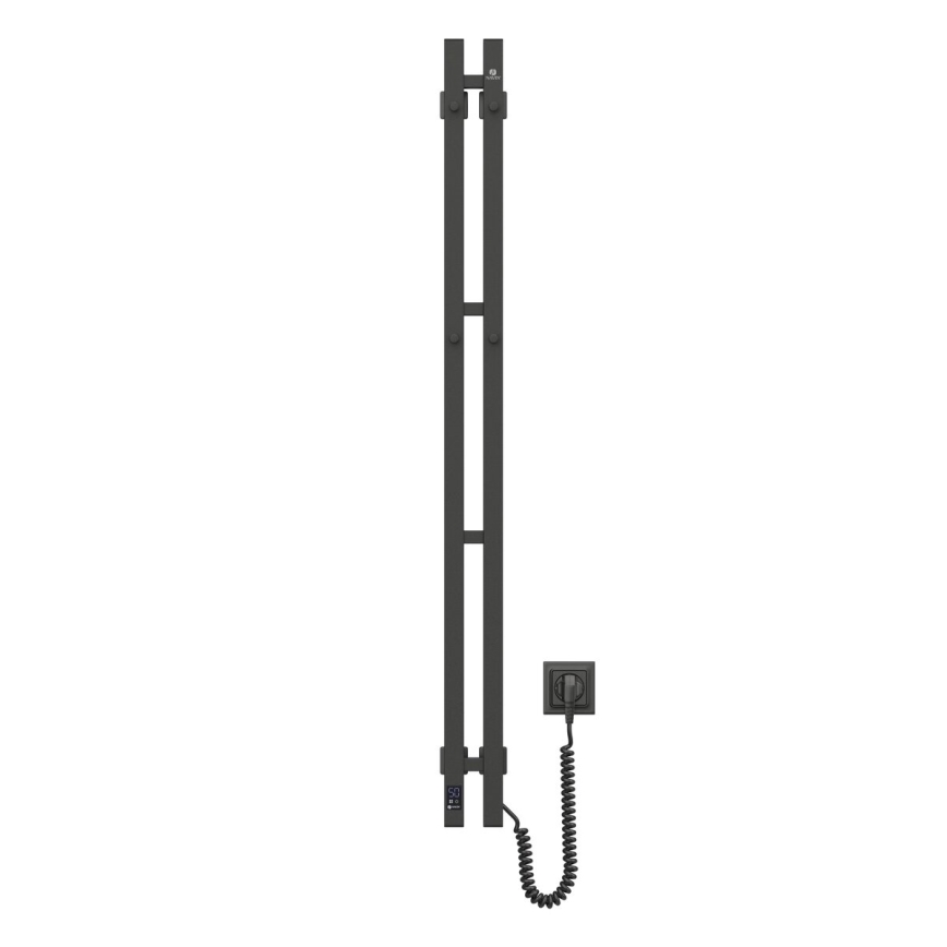 Elektryczna suszarka do ręczników z termostatem SILOUETTE 70W 120x9 cm, czarna, prawostronna