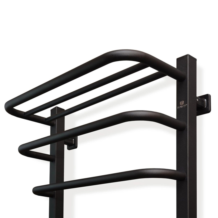 Elektryczna suszarka na ręczniki z termostatem FORTIS 155W 80x48 cm czarna lewa
