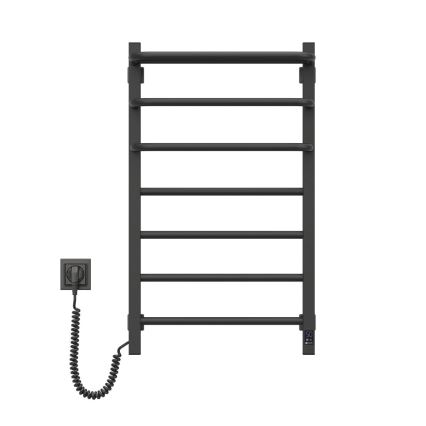 Elektryczna suszarka na ręczniki z termostatem FORTIS 155W 80x48 cm czarna lewa