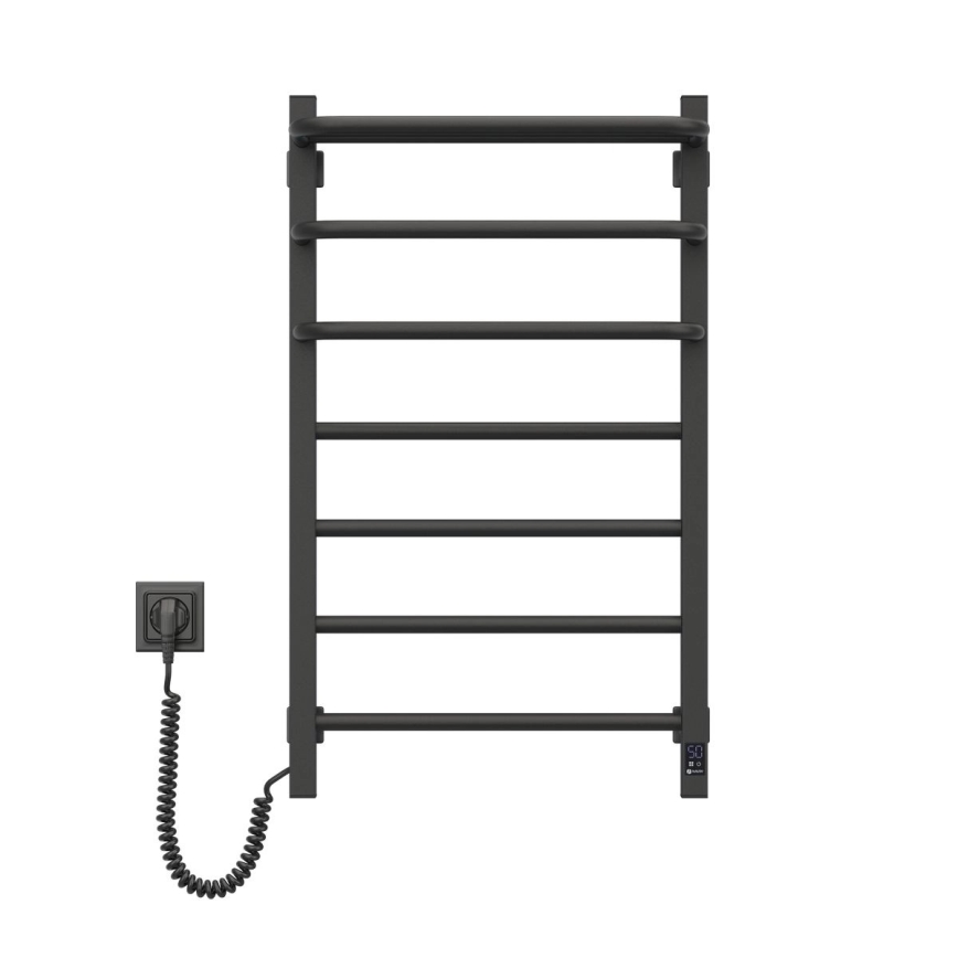 Elektryczna suszarka na ręczniki z termostatem FORTIS 155W 80x48 cm czarna lewa