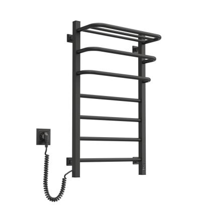 Elektryczna suszarka na ręczniki z termostatem FORTIS 155W 80x48 cm czarna lewa