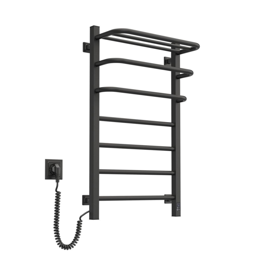Elektryczna suszarka na ręczniki z termostatem FORTIS 155W 80x48 cm czarna lewa