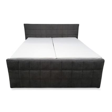 Elektrycznie regulowane łóżko tapicerowane z materacami i nakładką HELEN 180x200 cm szare