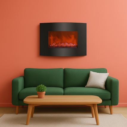Elektryczny kominek LED z funkcją ogrzewania LED/2000W/230V + pilot zdalnego sterowania