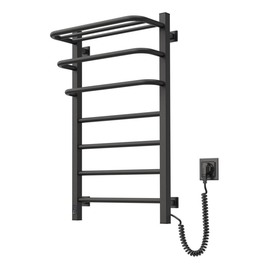 Elektryczny łazienkowy kaloryfer z termostatem FORTIS 350W/230V 80,6 cm IP44 czarny prawy kanciasty