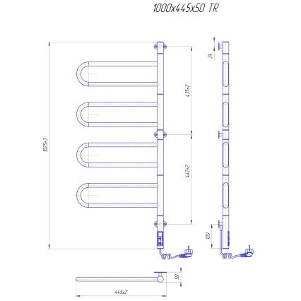 Elektryczna obrotowa suszarka do ręczników TRISTAR 105W/230V 102,5x44,5cm IP44 stal nierdzewna/polerowany chrom