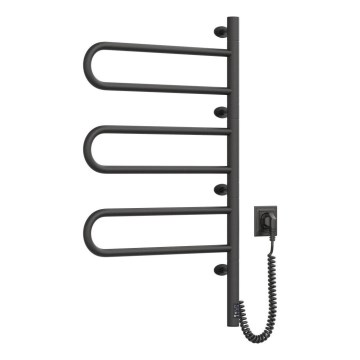 Elektryczny obrotowy suszacz do ręczników z termostatem FOUETTE 100W 80x49 cm czarny