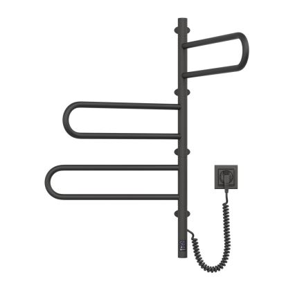 Elektryczny obrotowy suszacz do ręczników z termostatem FOUETTE 100W 80x49 cm czarny