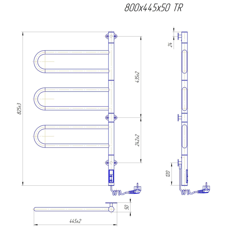 Elektryczna obrotowa suszarka do ręczników TRISTAR 80W/230V 82,5x44,5 cm IP44 stal nierdzewna/czarny