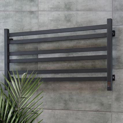 Elektryczny suszacz do ręczników z termostatem AVANGARD 181W 50x90 cm czarny lewy