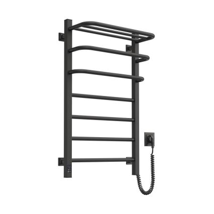 Elektryczny suszacz do ręczników z termostatem FORTIS 155W 80x48 cm, czarny, prawy