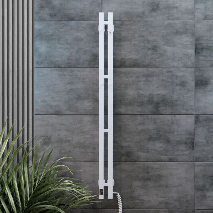 Elektryczny suszacz do ręczników z termostatem SILOUETTE 70 W 120 x 9 cm biały prawy