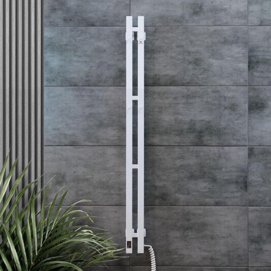 Elektryczny suszacz na ręczniki z termostatem SILOUETTE 106W 150x9cm biały prawy