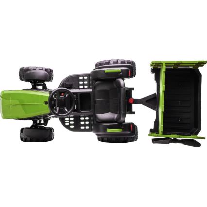 Elektryczny traktor z przyczepką 2x30W/7000 mAh czarny/zielony + pilot zdalnego sterowania