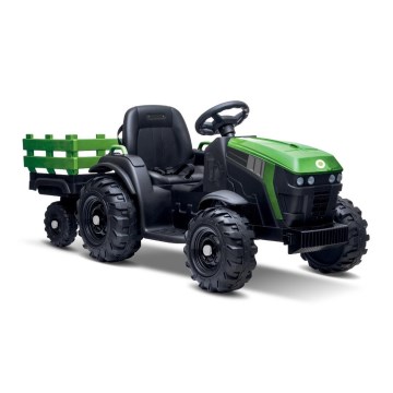 Elektryczny traktor z przyczepką 2x30W/7000 mAh czarny/zielony + pilot zdalnego sterowania